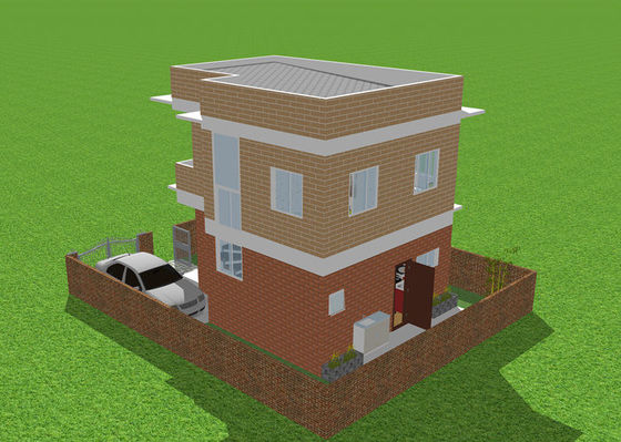 Prefab Hot Dip Galvanized โครงสร้างเหล็กน้ำหนักเบา Villa Duplex Apartment